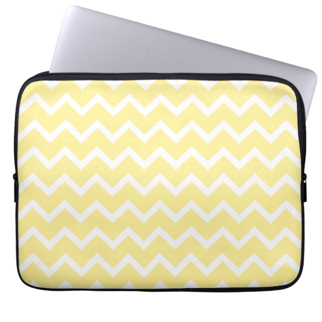 Protection Pour Ordinateur Portable Zigzags jaune-clair et blancs (Devant)