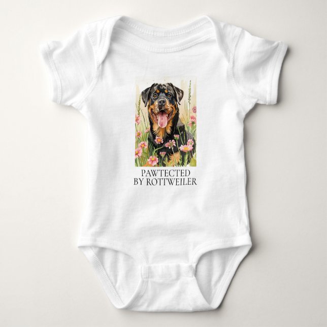 Protégé par Rottweiler – Cadeau de Body pour Bébé (Devant)
