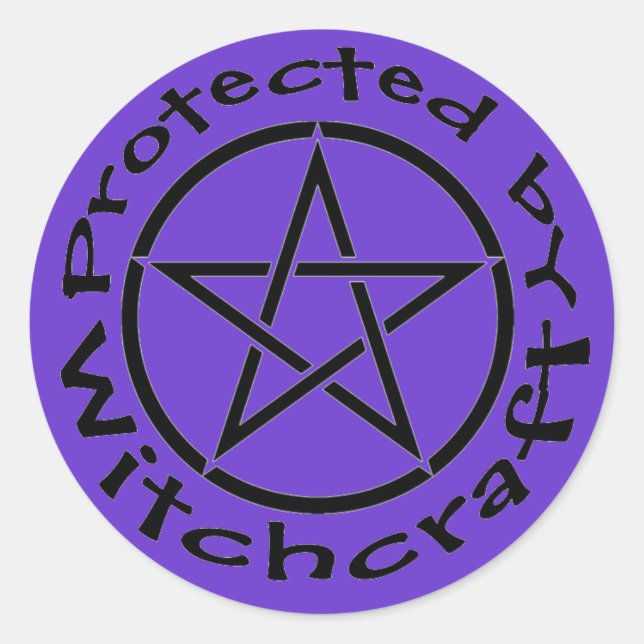 Protégé par Witchcraft Pentacle Stickers Étiquette (Devant)