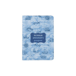 Protège-passeport Carte bleue Vintage Regardez Monstres de mer Navir