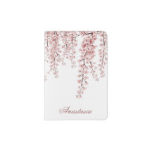 Élégant Porte-Passeport Fleur de Sakura