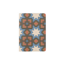 Motif octogone géométrique vintage Gras Bleu Beige
