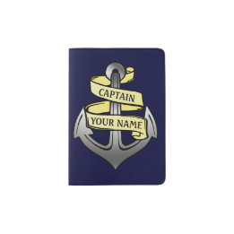 Protège-passeport Navire capitaine Ancre marin nautique| Nom personn
