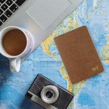 Personalized Faux Brown Leather Gold Monogrammed