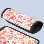 Protège Poignée Pour Bagage Monogram Retro Marbre Abstrait Motif rose<br><div class="desc">Motif abstrait marbré moderne et amusant en rose,  orange et jaune. Modifiez la personnalisation initiale du monogramme.</div>