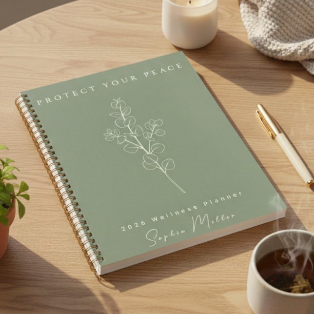 Protège Votre Paix Personnalisé 2026 Vert Sauge (Personalized Protect Your Peace 2026 Sage Green Planner)