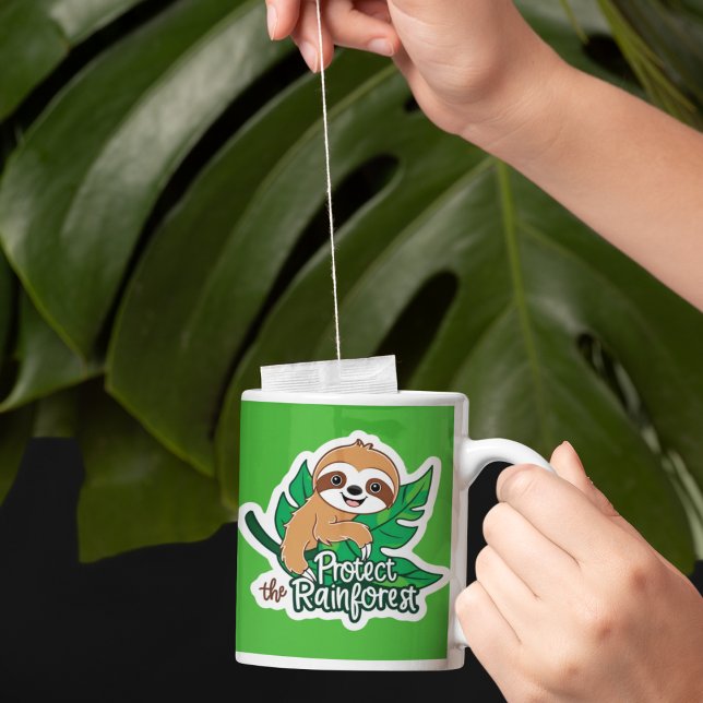 Protéger La Mug De Fentes De Forêt-Rainforest (Encourage others to protect the rainforest with this cute sloth mug! )