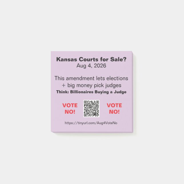 Protégez les tribunaux du Kansas Notes Post-it 4 a (Devant)