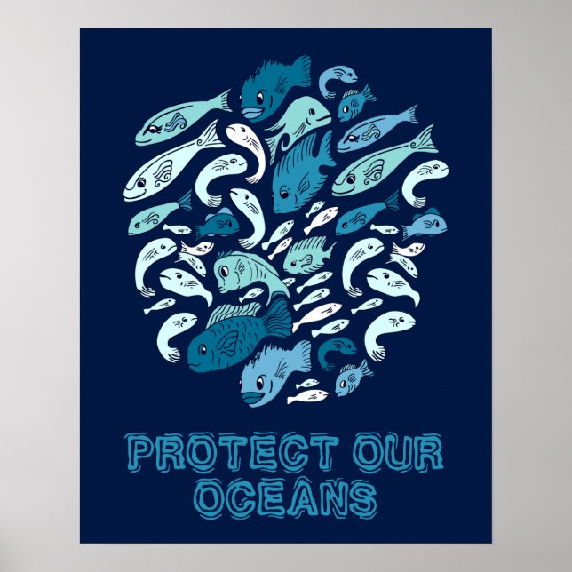 Protégez notre affiche de poisson bleu des océans (Devant)