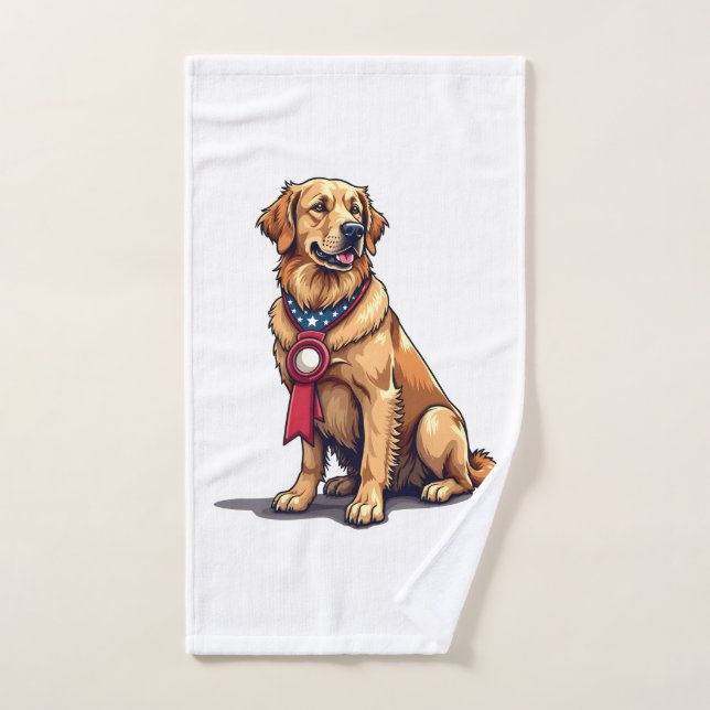 Proud American Golden Retriever Vintage Tee 4 (Serviette à main)