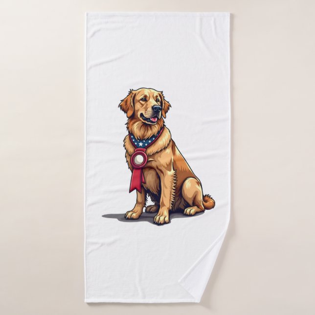Proud American Golden Retriever Vintage Tee 4 (Serviette de bain)