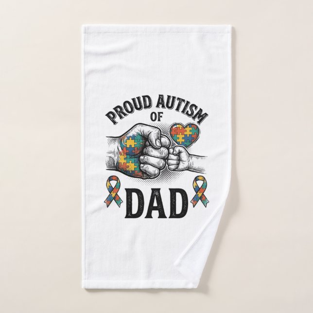 Proud Autism Dad Vintage Engraving Awareness Shirt (Serviette à main)