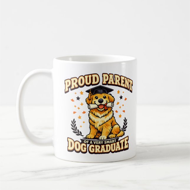 Proud Parent Smart Dog Graduate Funny Dog Mug (Gauche)