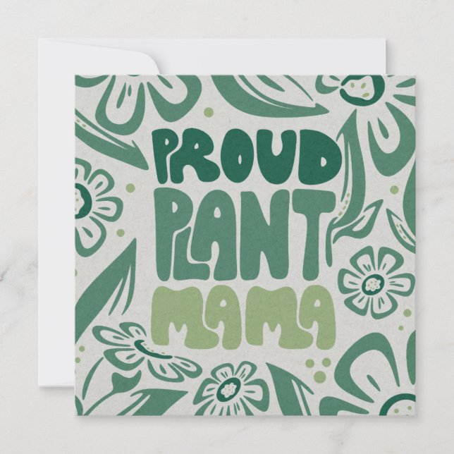Proud Plant Mama – Bold Plant Lover Flat Card (Devant)