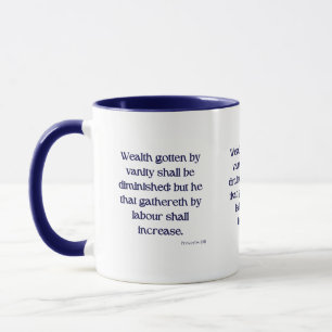 Proverbes 13:11 KJV Bible Verse Mug à deux tons