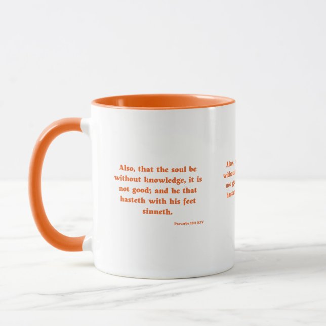 Proverbes 19:2 KJV Bible Verse Mug à deux tons (Gauche)