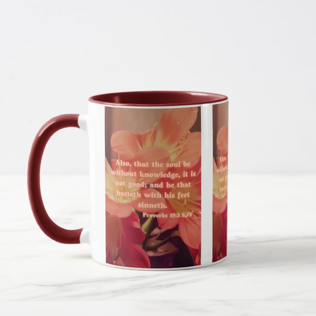 Proverbes 19:2 KJV Bible Verse Pic Mug à deux tons (Gauche)
