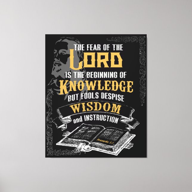 Proverbes 1:7 Bible Verset Écriture Toile d'art (Recto)