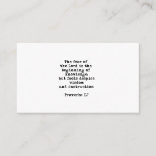Proverbes 1:7  La peur des cartes du Seigneur
