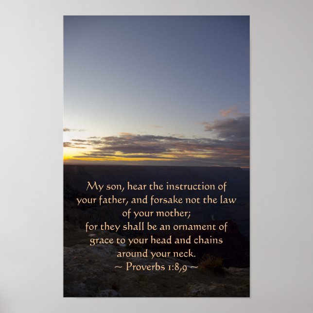Proverbes 1:8,9 Poster (Devant)