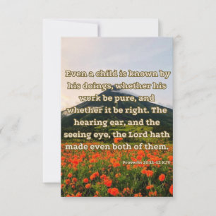Proverbes 20:11-12 Bible Verse Carte de voeux Pic