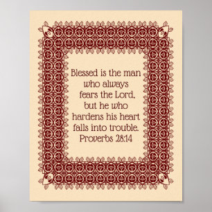 Proverbes 28:14 Écriture Biblique 2 Affiche Décoré