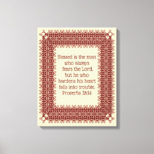 Proverbes 28:14 Écriture Biblique 2 Toile Décorée