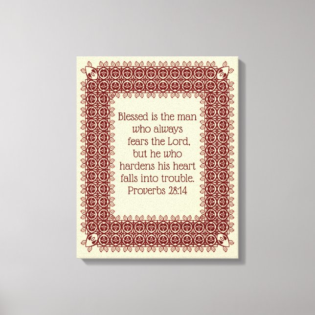 Proverbes 28:14 Écriture Biblique 2 Toile Décorée (Recto)