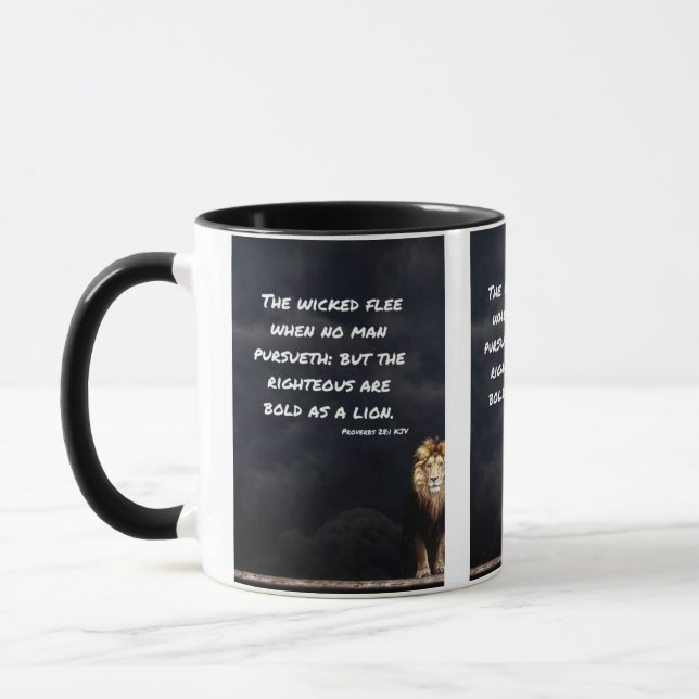 Proverbes 28:1 KJV Bible Écriture Mug à deux tons (Gauche)