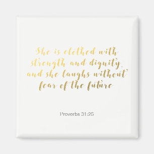 Proverbes 31:25 Magnet - Gold Faux Foil
