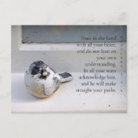 Proverbes 3:5-6 Carte postale Oiseau de la fenêtre