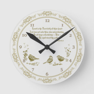 Proverbes 3:5-6 Horloge murale avec les oiseaux, F