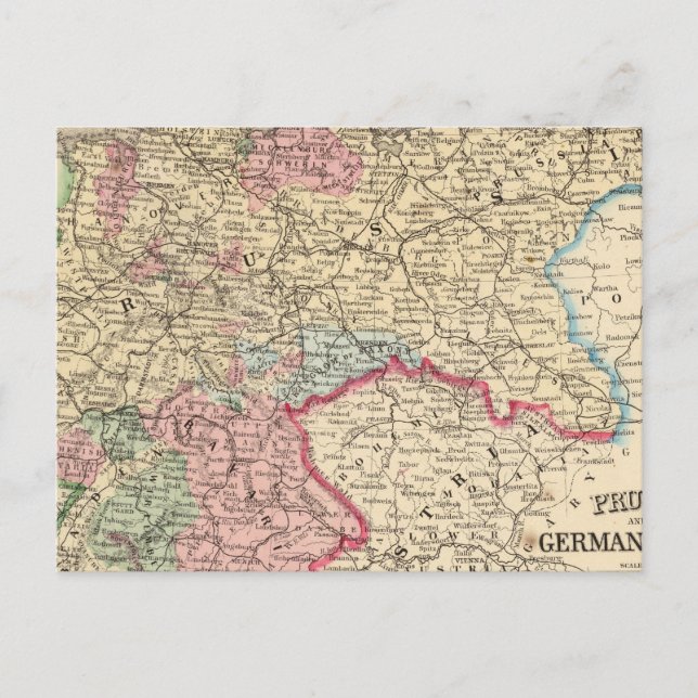 Prusse, carte des États allemands par Mitchell (Devant)