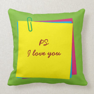 "PS Je t'aime" Coloré Post it Notes Coussin