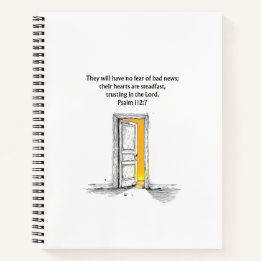 Psalm 112:7 Bible Verse Christian Journal Notebook