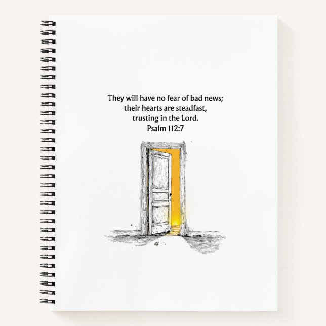Psalm 112:7 Bible Verse Christian Journal Notebook (Devant)