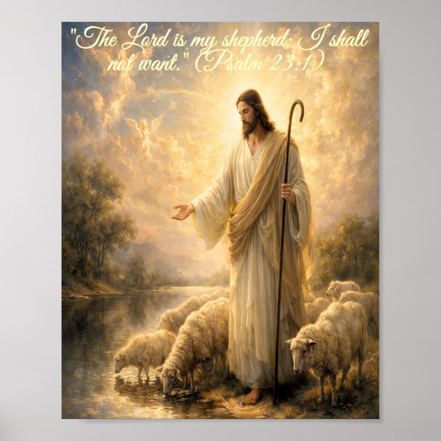 Psalm 23:1 Jesus as Shepherd Poster (Devant)