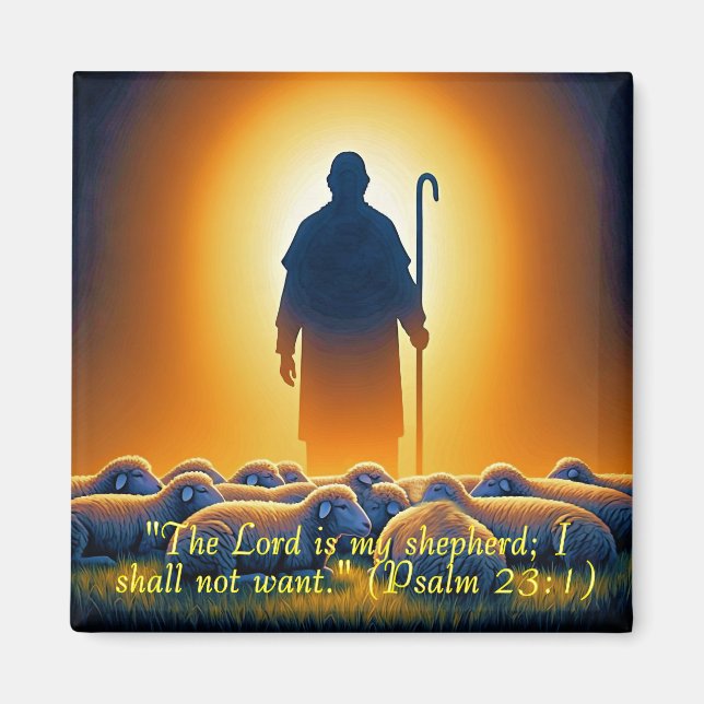 Psalm 23:1 Lord as Shepherd Square Magnet (Devant)