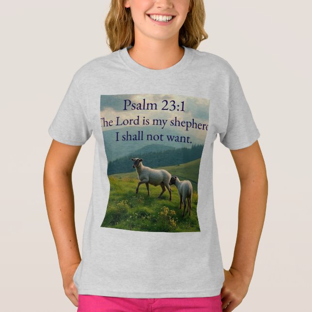 Psalm 23:1 Verset de la Bible T-shirt pour fille (Devant)