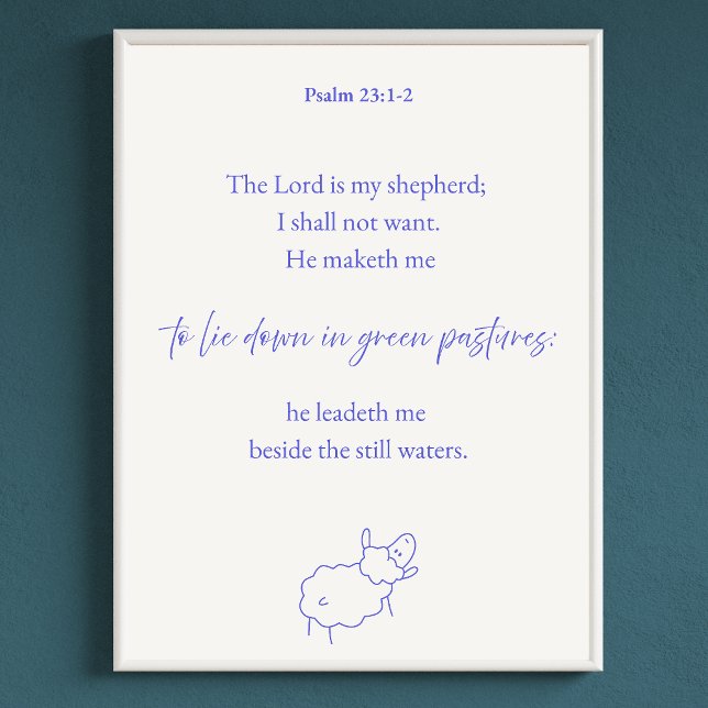 Psalm 23 Art mural chrétien | Dieu se soucie de mo (Psalm 23 Christian Wall Art For  Children Bible Verse Poster)