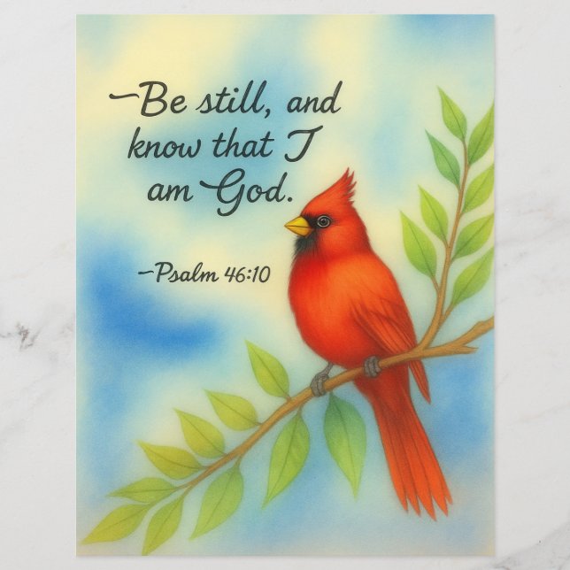 Psalm 46:10 Be Still Red Cardinal Scripture Nature (Devant)