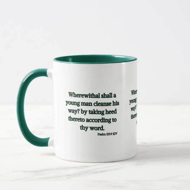 Psaume 119:9 KJV Bible Écriture Mug à deux tons (Gauche)