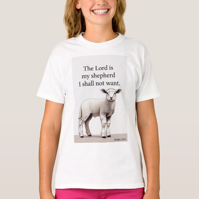 Psaume 23:1 Christian Lamb Fille T-Shirt (Devant)