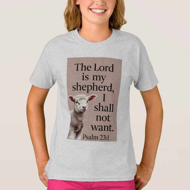 Psaume 23:1 Christian Lamb Fille T-Shirt (Devant)