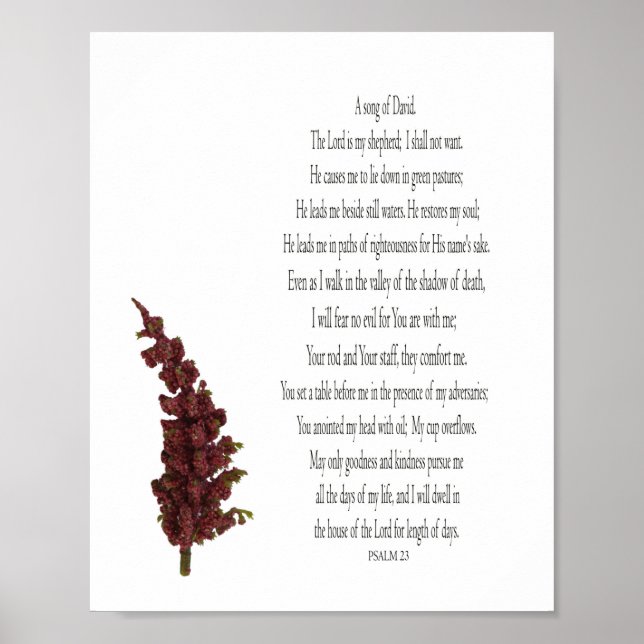 Psaume 23, Affiche papier floral plante verte (Mat (Devant)