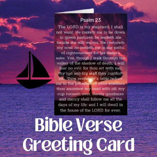 Psaume 23 Le Seigneur Est Mon Pasteur Coucher De S (Psalm 23 Bible Verse Card)