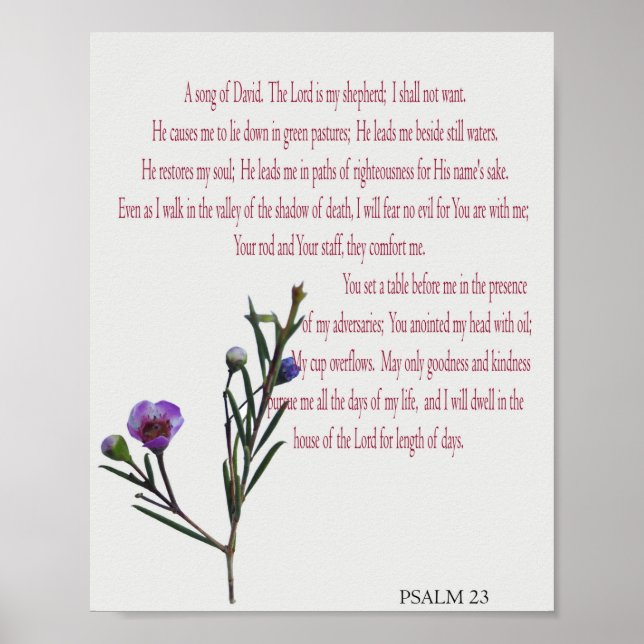 Psaume 23, Papier Affiche Fleurs Violet Vert (Mat) (Devant)