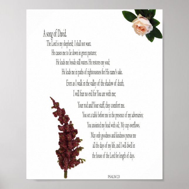 Psaume 23, Vert floral, Papier pour affiche de val (Devant)