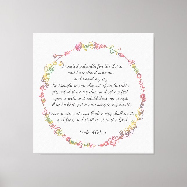 Psaume 40:1-3 impression de toile (Recto)