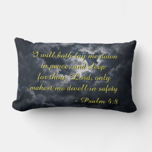 Psaume 4:8 Oreiller avec fond nocturne. Bilingue